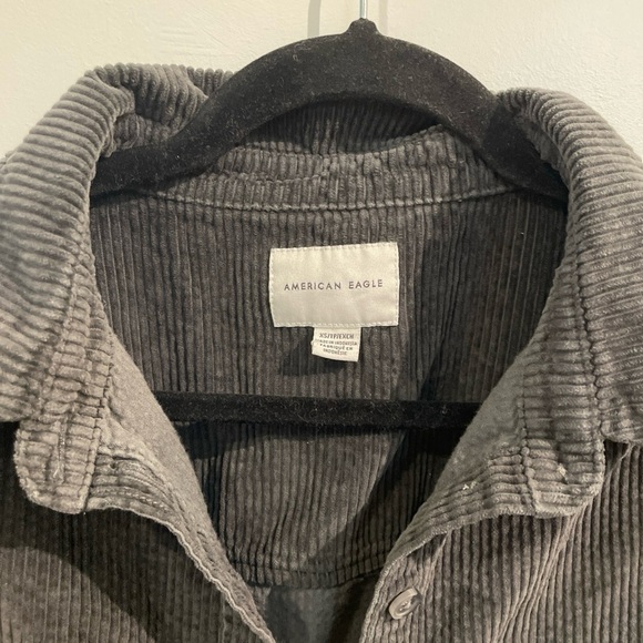 American Eagle Outfitters Gray Corduroy Button Down Shirt - Picture 2 of 4